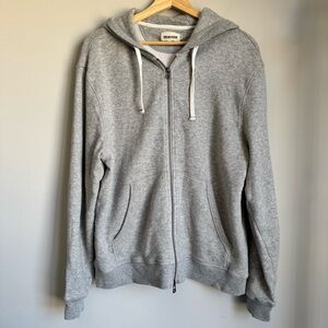 Taylor Stitch Apres Hoodie Full Zip Heather Gray Hooded Organic Cotton Waffle